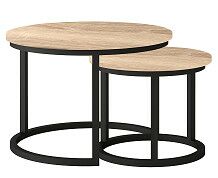 TRENTO - Konferenční stolek sada 2kusy - lamino DUB SONOMA/ noha kov ČERNÝ (Toronto stolik kawowy=2balíky)(IZ) (K150)