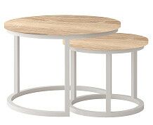 TRENTO - Konferenční stolek sada 2kusy - lamino DUB SONOMA/ noha kov BÍLÝ (Toronto stolik kawowy=2balíky)(IZ) (K150)