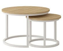 TRENTO - Konferenční stolek sada 2kusy - lamino DUB HICKORY/ noha kov BÍLÝ (Toronto stolik kawowy=2balíky)(IZ) (K150)
