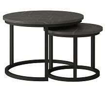 TRENTO - Konferenční stolek sada 2kusy - lamino MRAMOR/ noha kov ČERNÝ (Toronto stolik kawowy=2balíky)(IZ) (K150)