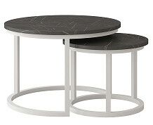 TRENTO - Konferenční stolek sada 2kusy - lamino MRAMOR/ noha kov BÍLÝ (Toronto stolik kawowy=2balíky)(IZ) (K150)