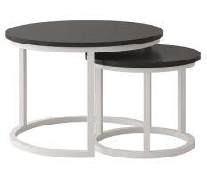 TRENTO - Konferenční stolek sada 2kusy - lamino ČERNA/ noha kov BÍLÝ (Toronto stolik kawowy=2balíky)(IZ) (K150)