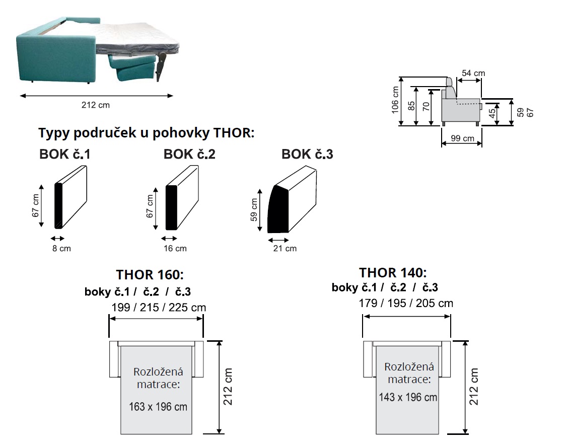 Rozkládací pohovka THOR s italským rozkladem - 1