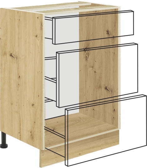 Dolní skříňka s šuplíky INF-9D Bílý lesk/Dub Artisan - 1