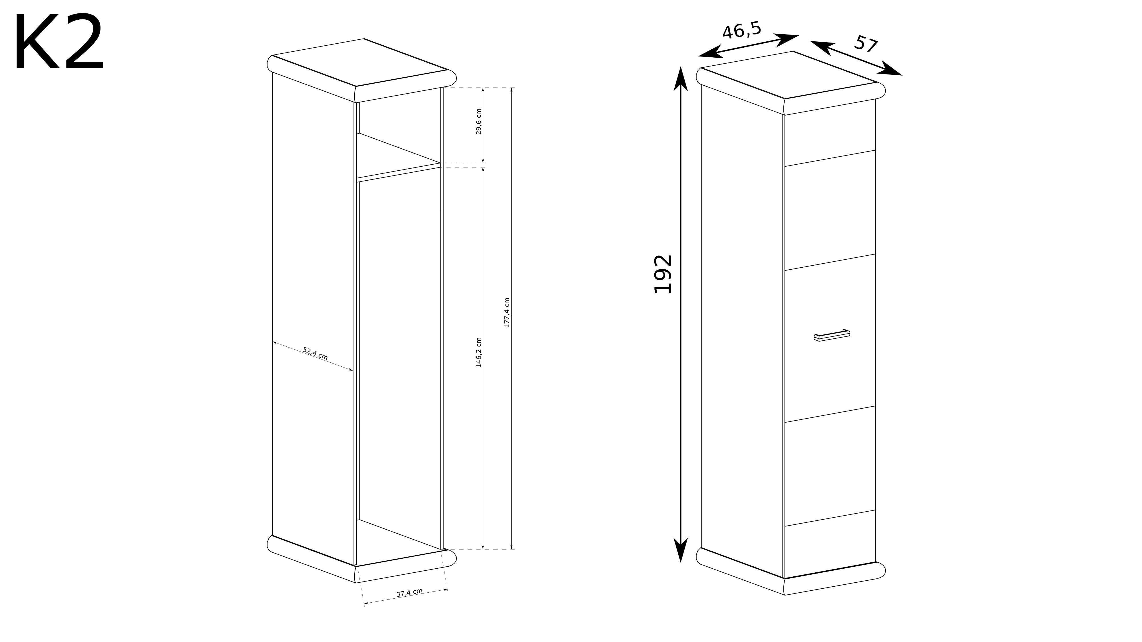 1/2 skříň Lena K-2 kraft bílý/ kraft zlatý - 1