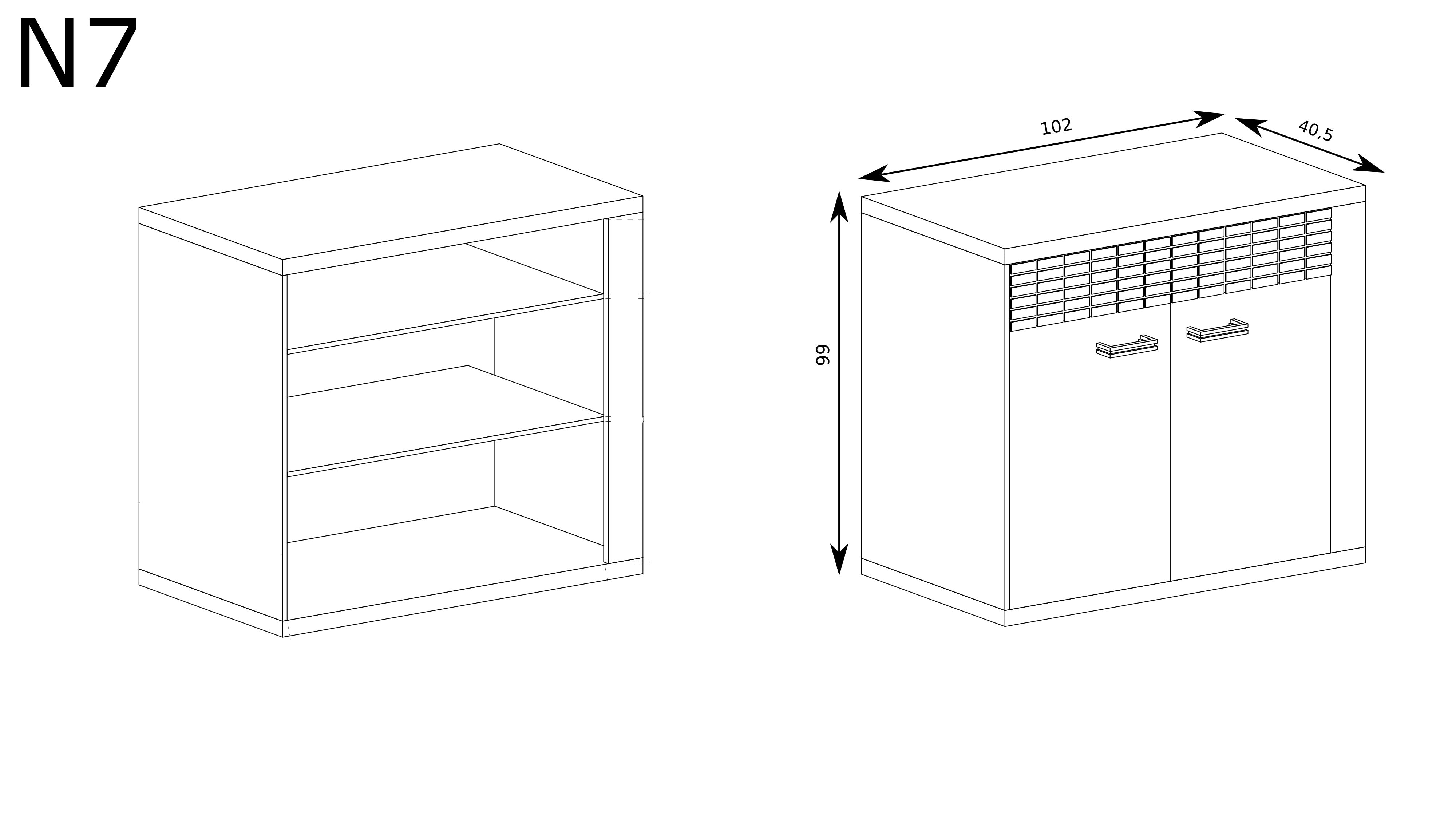 Komoda 2D1S NATURAL N7 dub ribbeck/kostka - 1