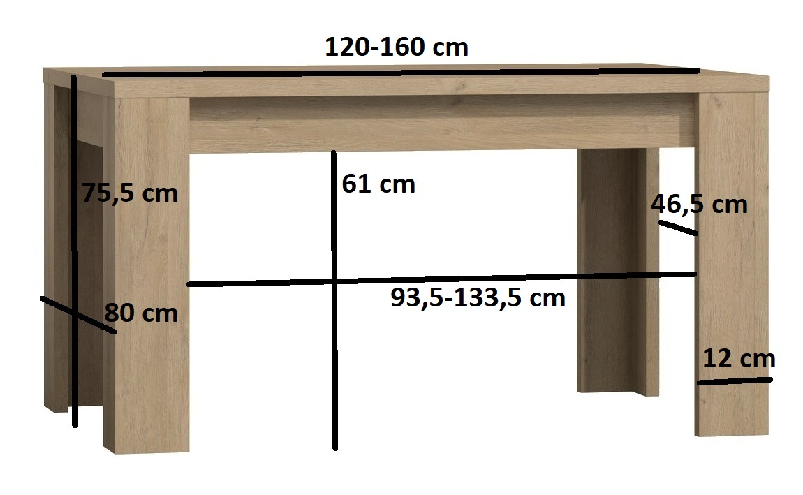 Jídelní stůl rozkládací 120 INDIANAPOLIS jasan tmavý - 1