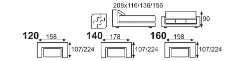 rozkládací dvojkřeslo WALLI 120 - 3