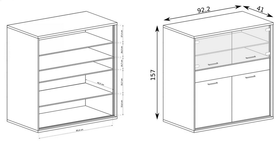 Vitrína nízká 4D1S PILETAS M-5 dub hickory - 4