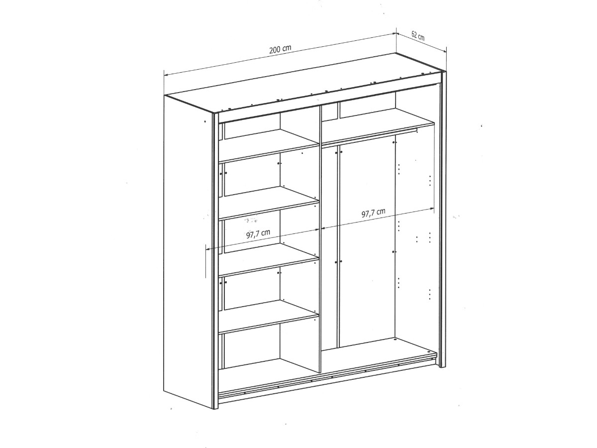 INOVA NEW 3 - skříň š.200 cm lamino_Grafit (8XLG4420=4balíky) (MM) NOVÝ TYP -nové vnitřní uspořádání (K150) - 1