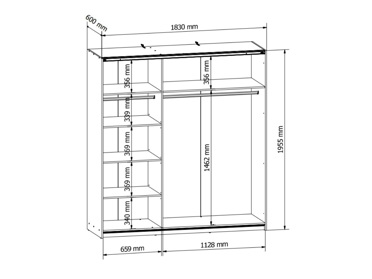 šatní skříň TETRIX SZF/183/2M - bílý lesk - 5