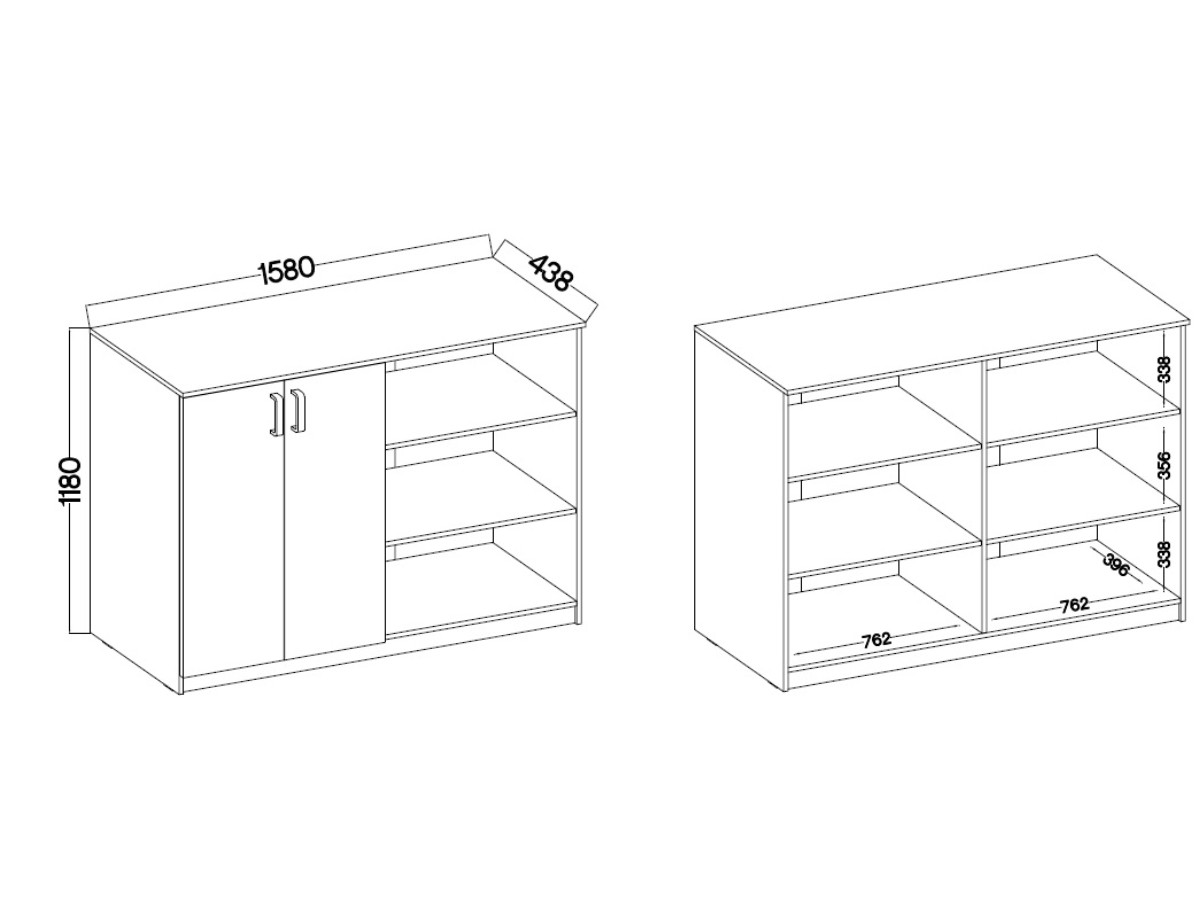 komoda 2D s regálem MAXIMUS 850 - světle šedá - 1