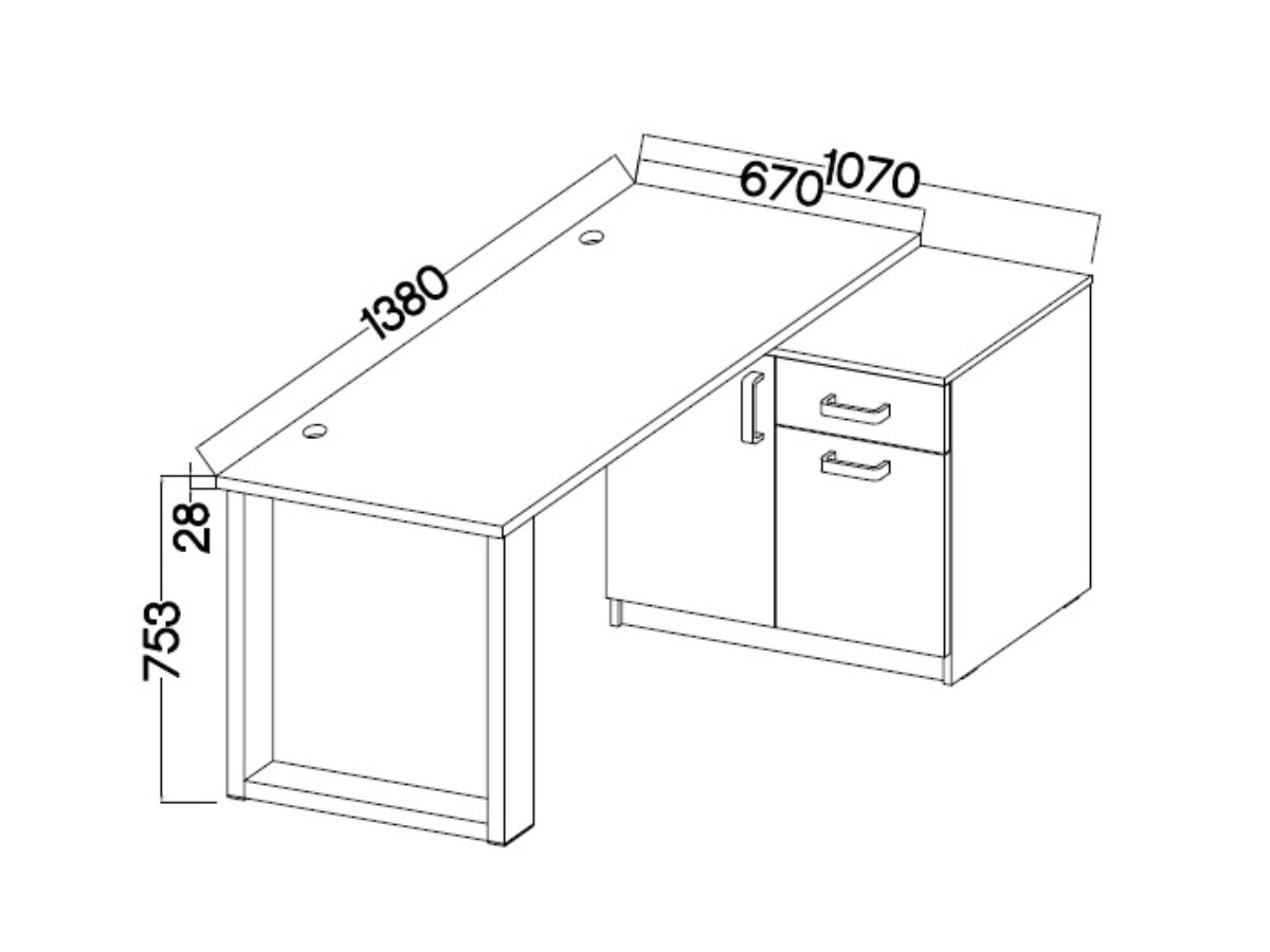 psací stůl s komodou 2D1S MAXIMUS 130 - dub artisan - 1